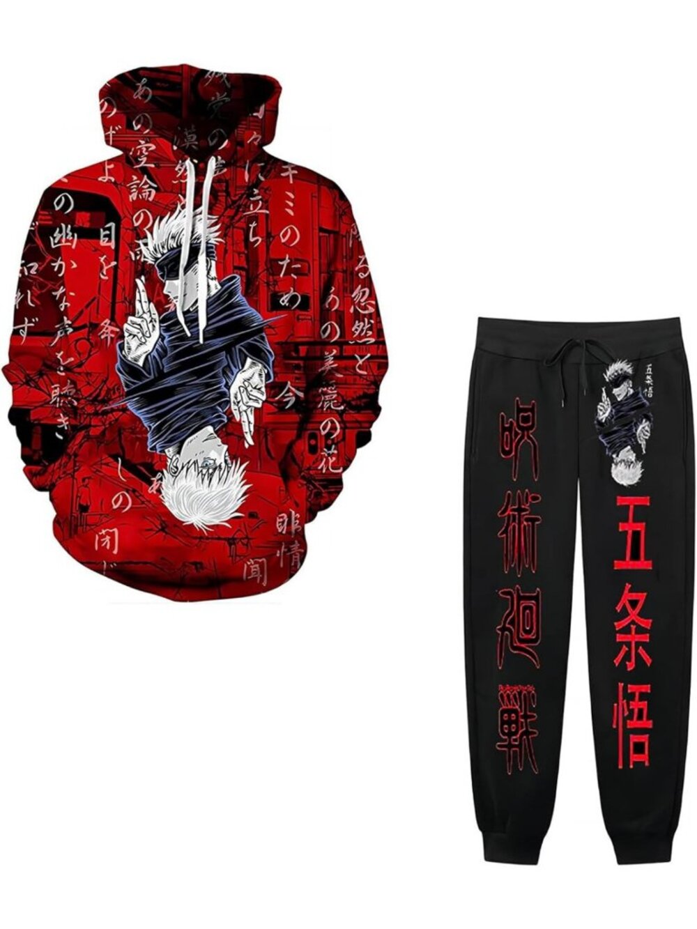Unisex Anime Hoodie & Sweatpants Set - Jujutsu Kaisen Cosplay Tracksuit Outfit